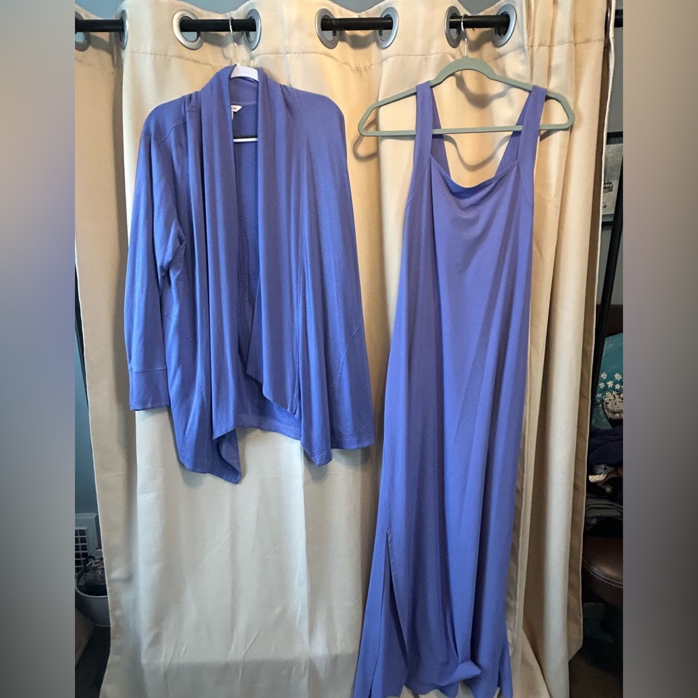 Athleta Lavender-Purple Maxi Dress with Matching Cardigan